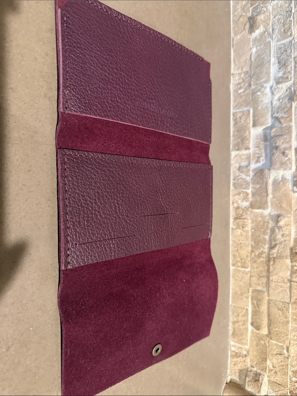 SLG PLG Portland Leather Plum Pebbled Envelope Card Holder Wallet Trifold - Picture 3 of 5